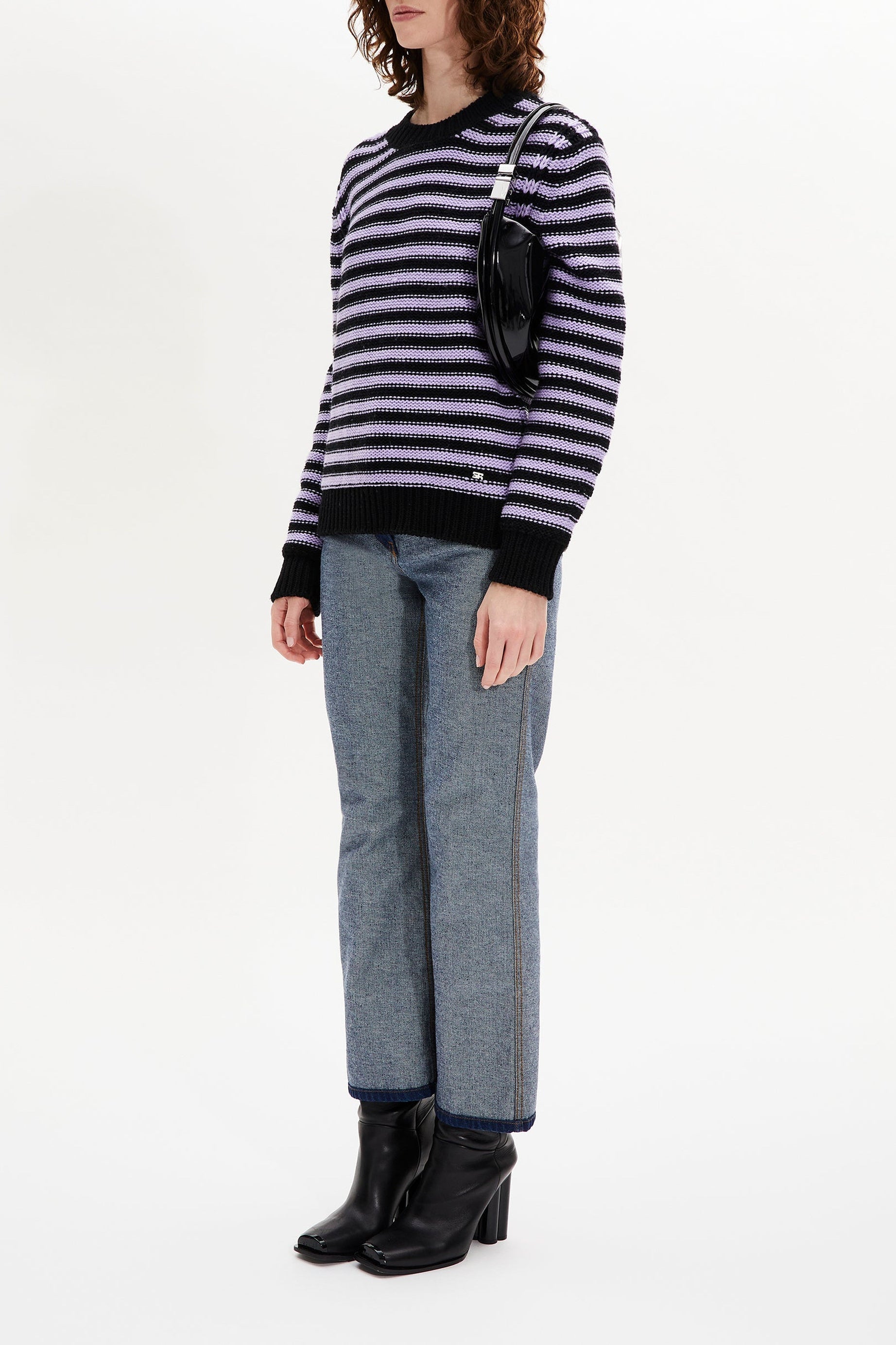 Pull Bigpoorboy en laine - Noir & Lilas