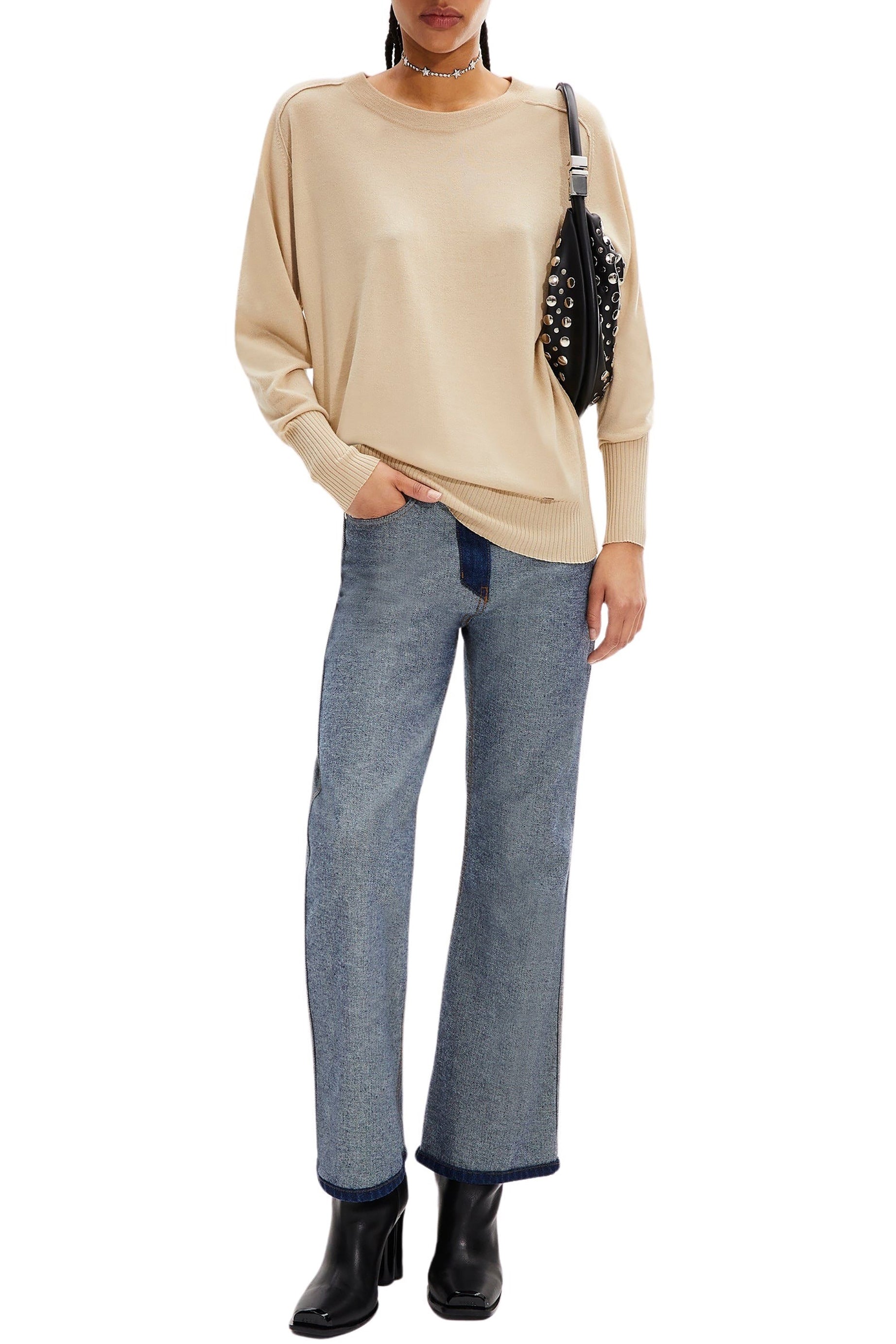 Pull en merino et soie - Sable