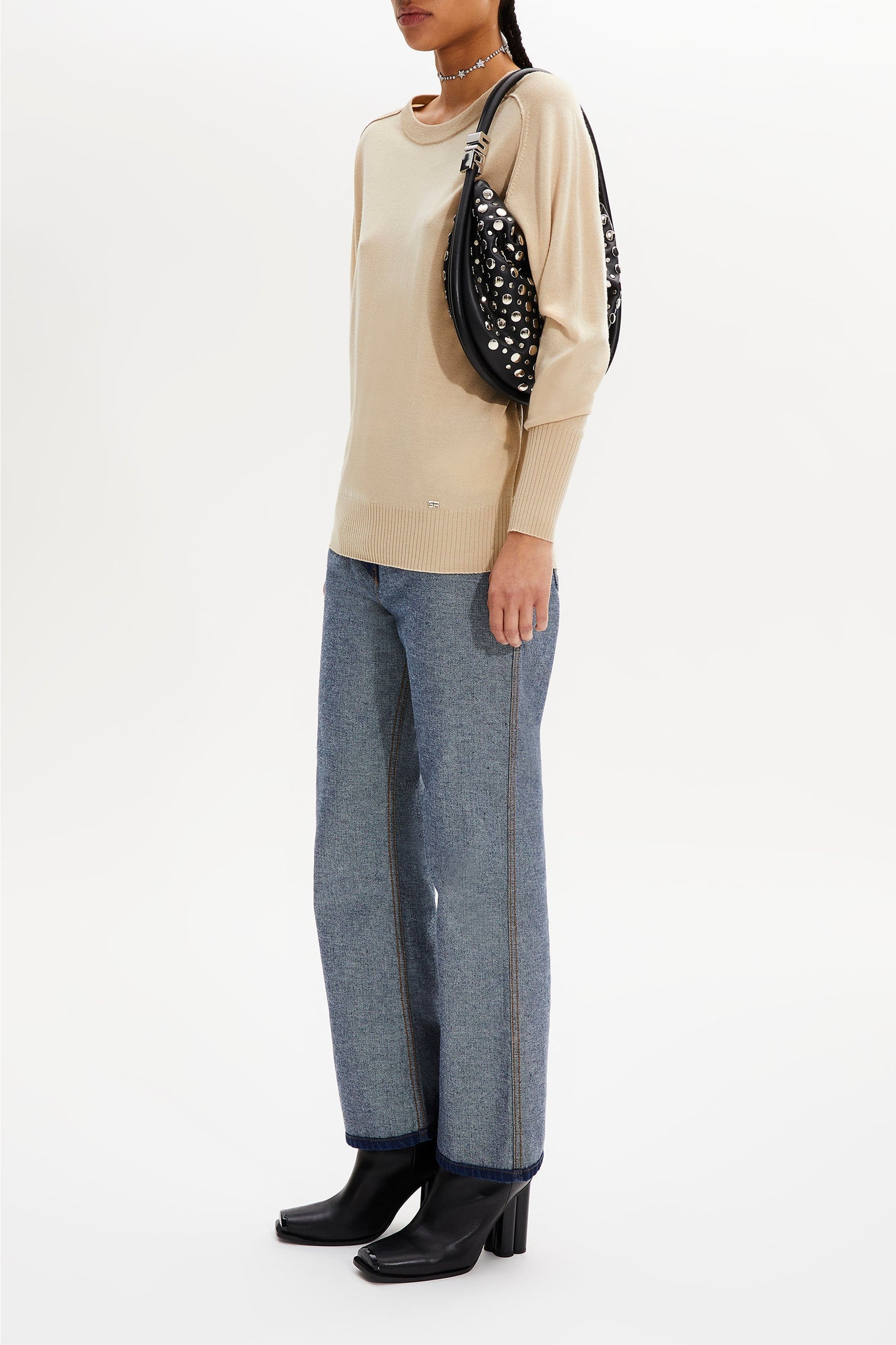 Pull en merino et soie - Sable
