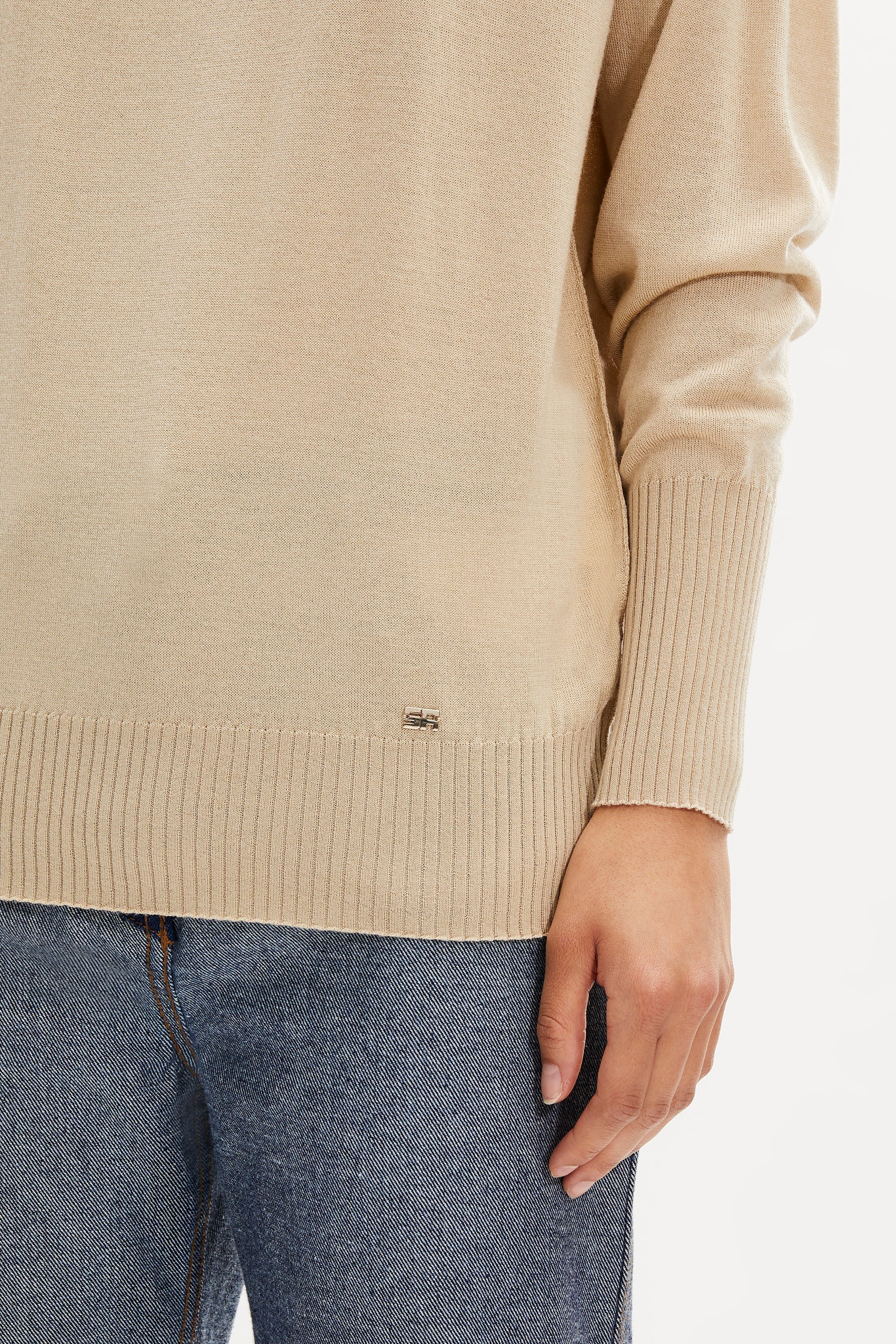 Pull en merino et soie - Sable