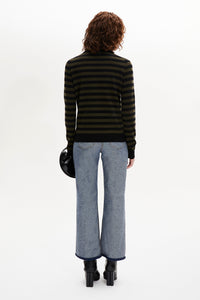 Pull Poorboy manches longues en laine - Noir & Kaki