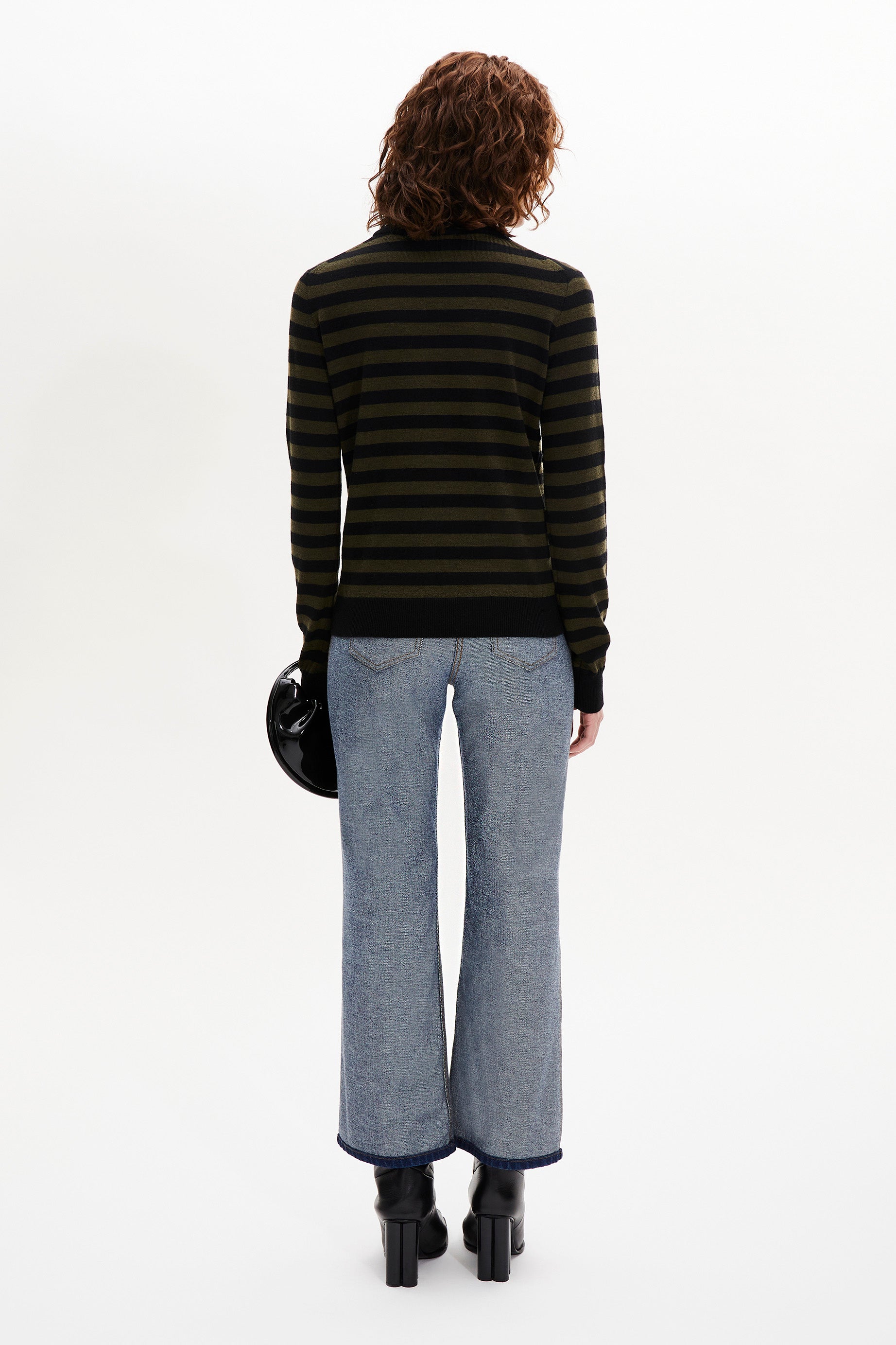 Pull Poorboy manches longues en laine - Noir & Kaki