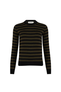 Pull Poorboy manches longues en laine - Noir & Kaki
