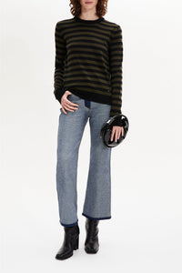 Pull Poorboy manches longues en laine - Noir & Kaki