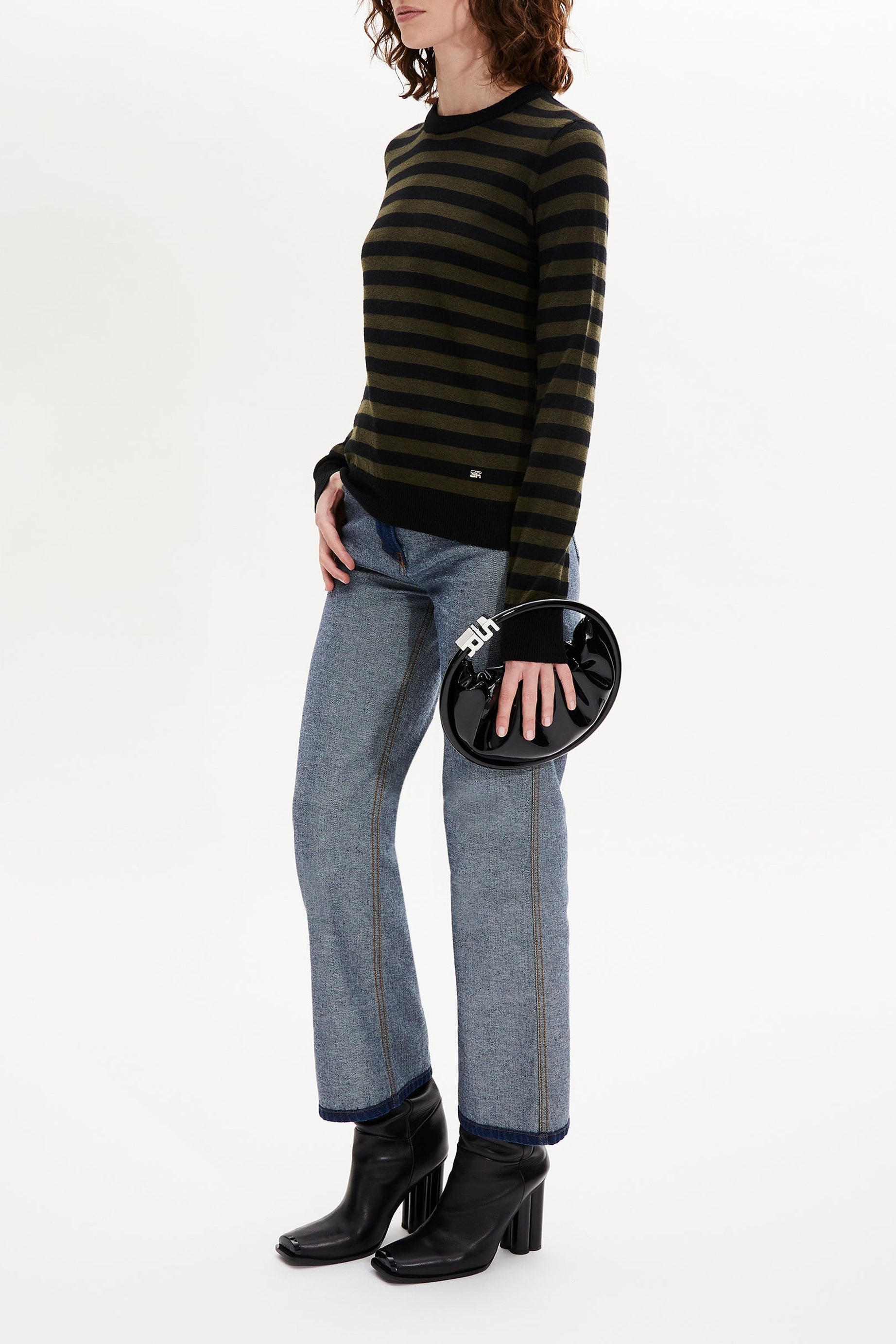 Pull Poorboy manches longues en laine - Noir & Kaki