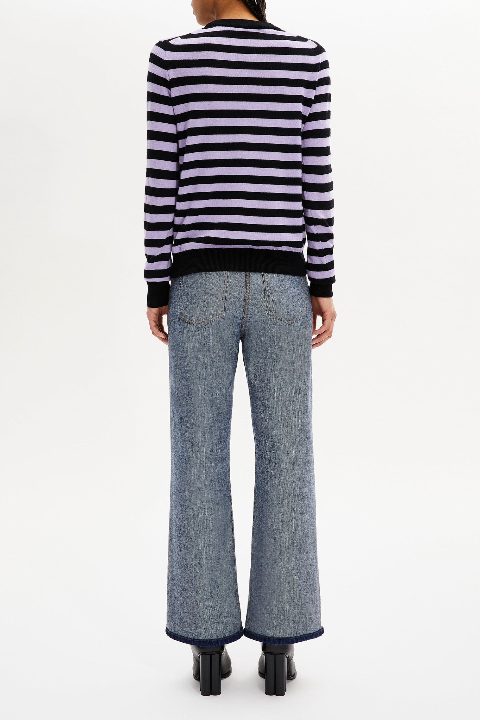 Pull Poorboy manches longues en laine - Noir & Lilas