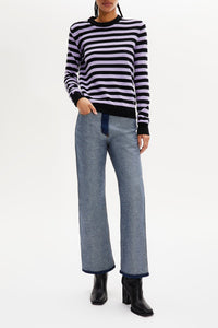 Pull Poorboy manches longues en laine - Noir & Lilas