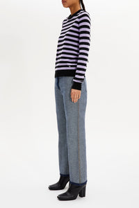 Pull Poorboy manches longues en laine - Noir & Lilas