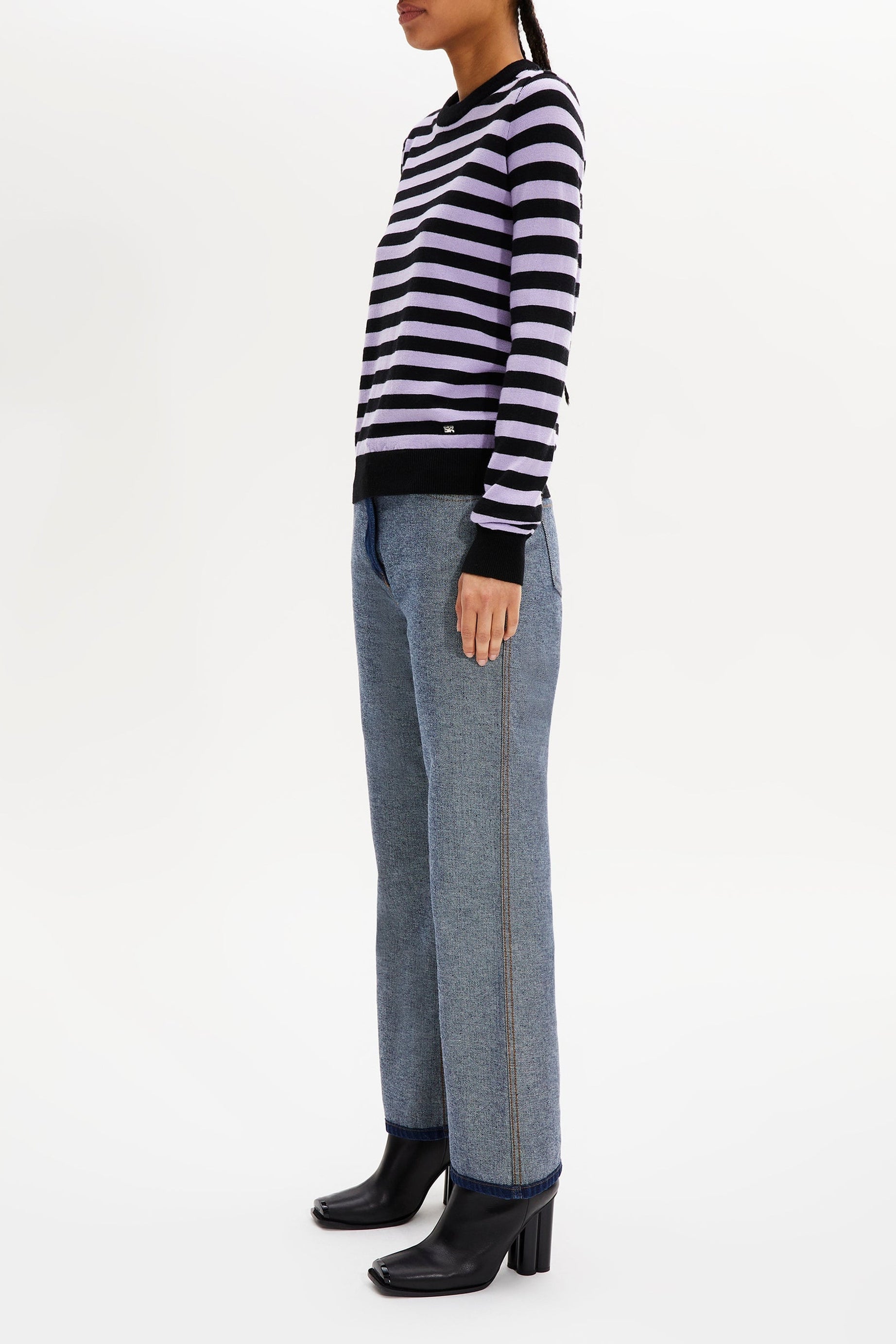 Pull Poorboy manches longues en laine - Noir & Lilas