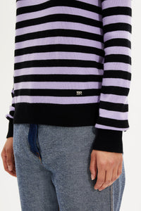 Pull Poorboy manches longues en laine - Noir & Lilas