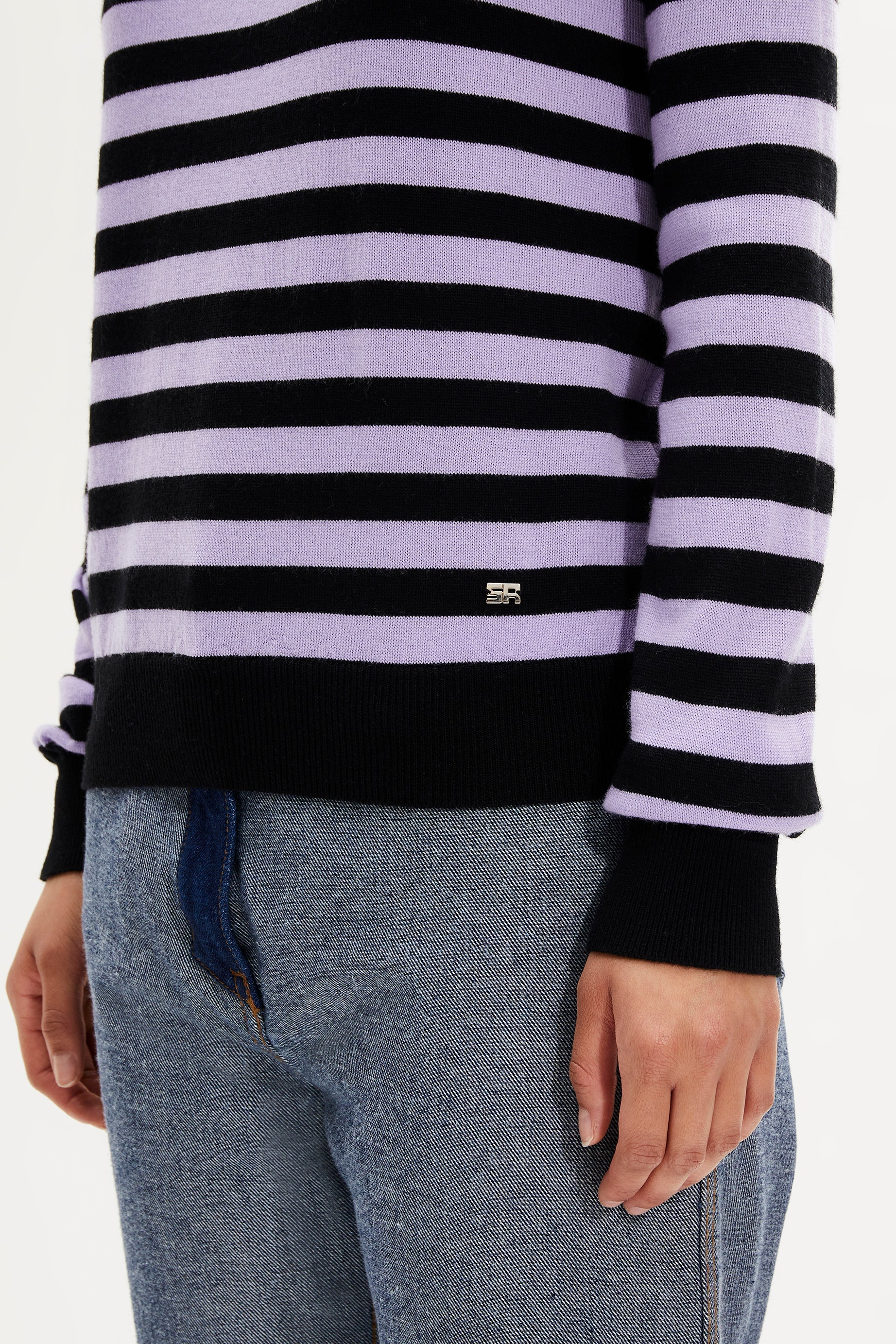 Pull Poorboy manches longues en laine - Noir & Lilas