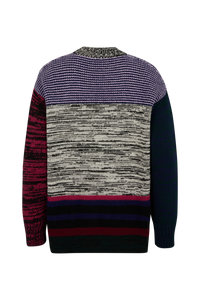 Pull manches longues à col rond en laine - Multicolor