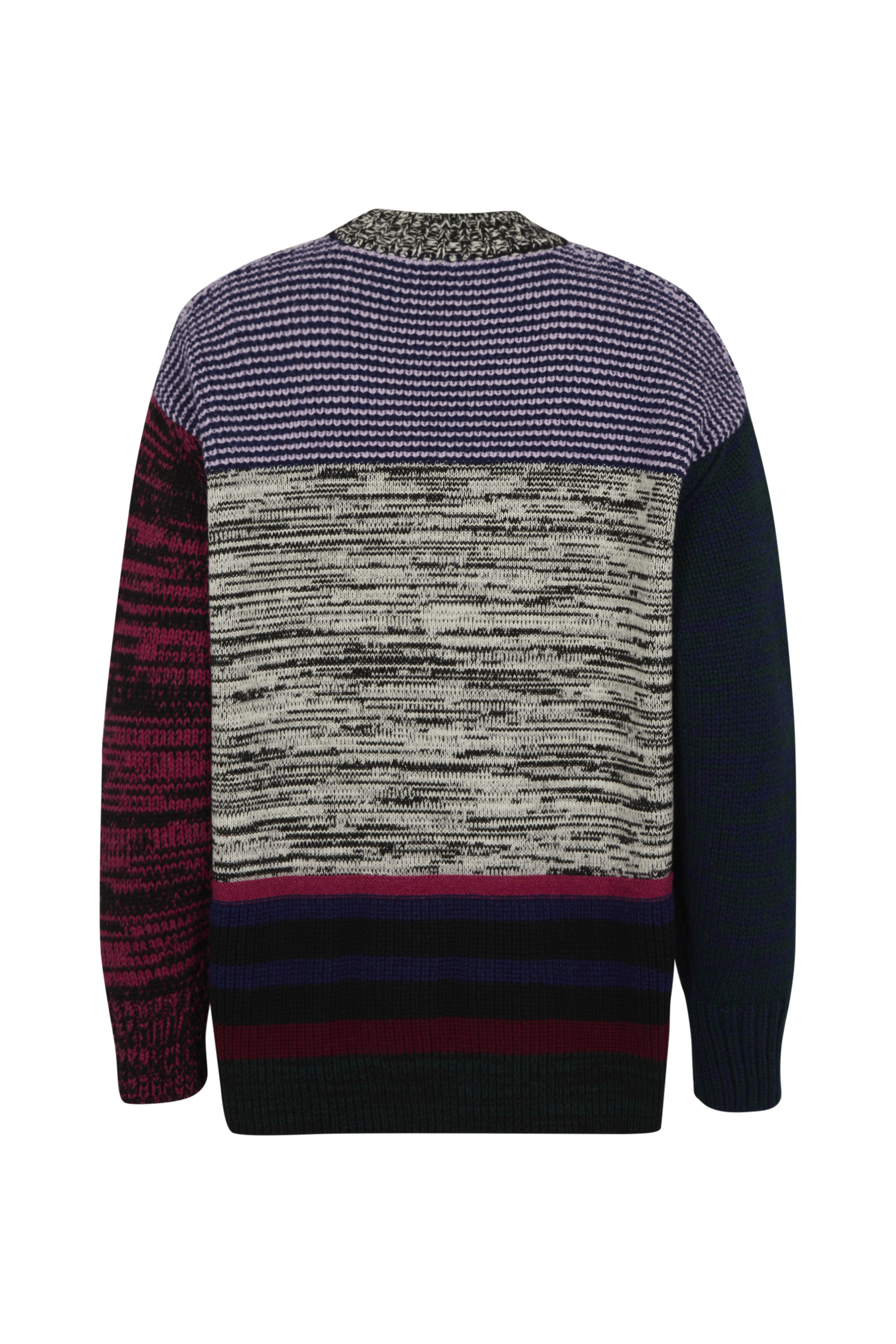 Pull manches longues à col rond en laine - Multicolor