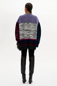 Pull manches longues à col rond en laine - Multicolor
