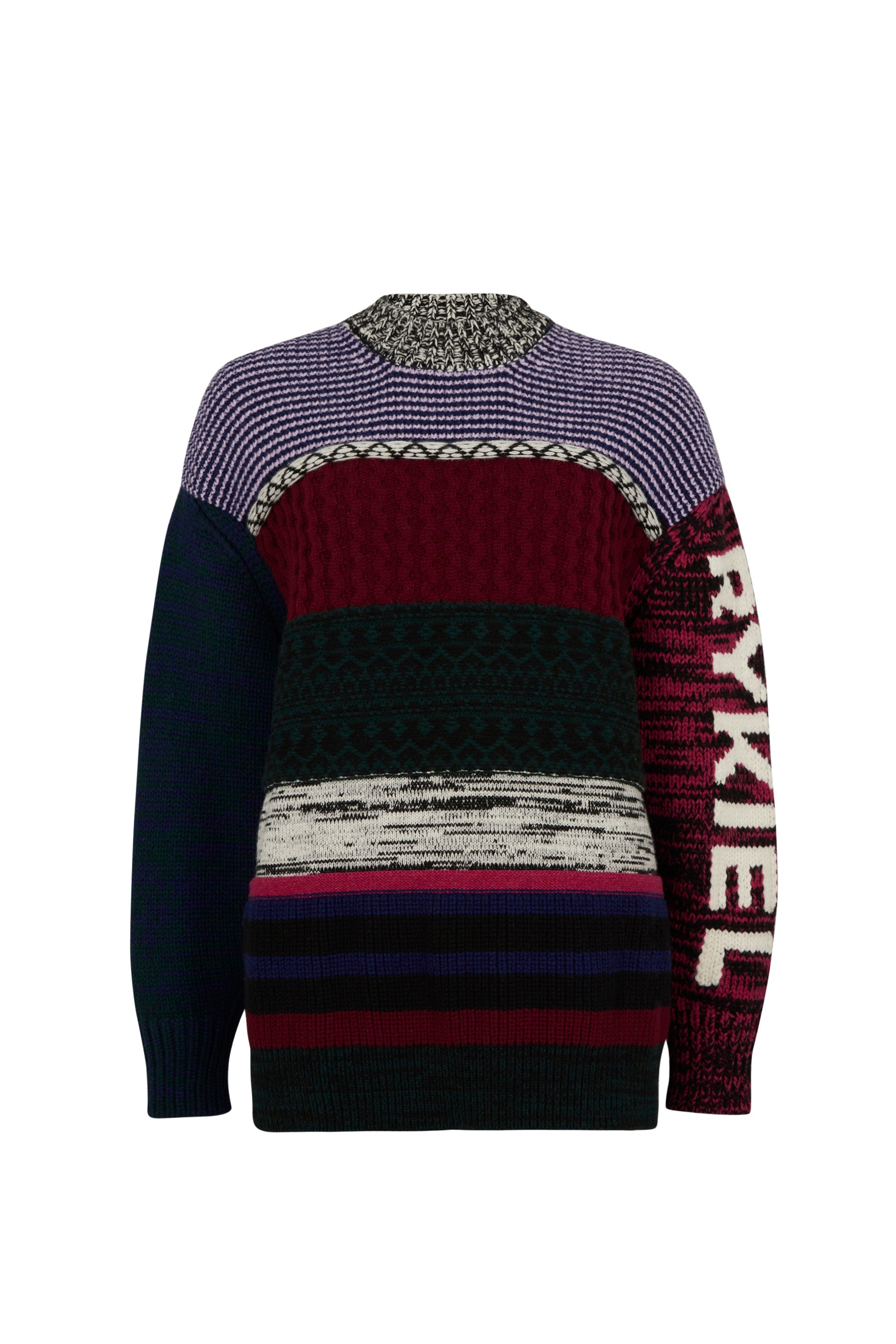 Pull manches longues à col rond en laine - Multicolor