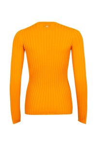 Pull col rond à manches longues fendues - Orange