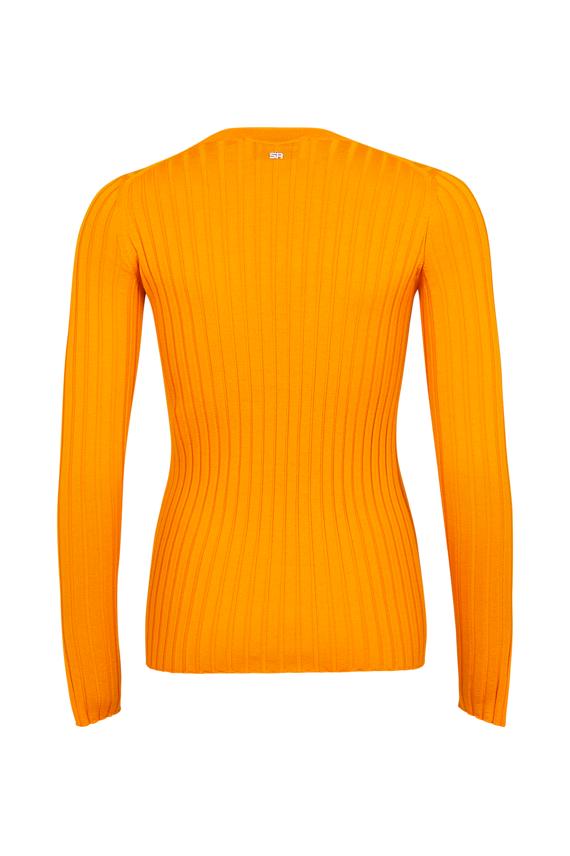 Pull col rond à manches longues fendues - Orange