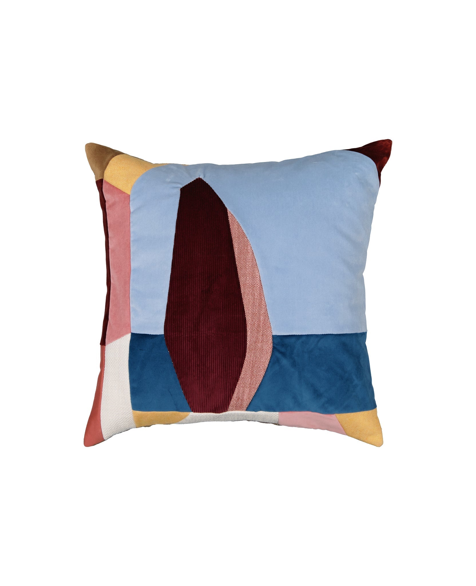 Coussin Lucia Sellier en lin - Bleu et Rose