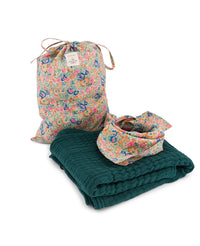 Trousseau de naissance Bonjour en gaze de coton - Vert sapin