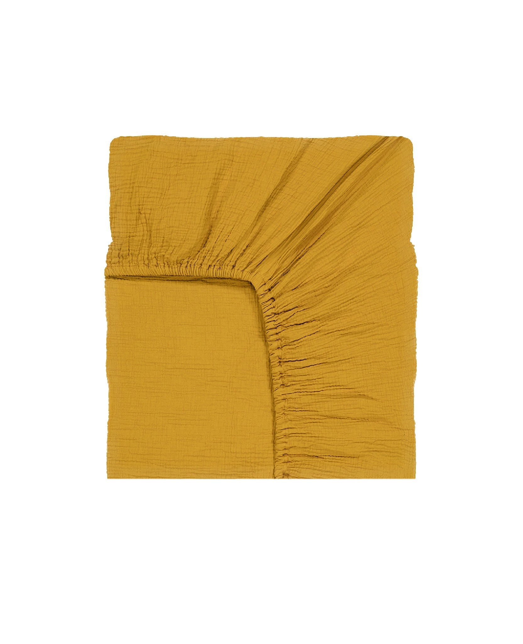 Drap-housse Como en gaze de coton - Moutarde