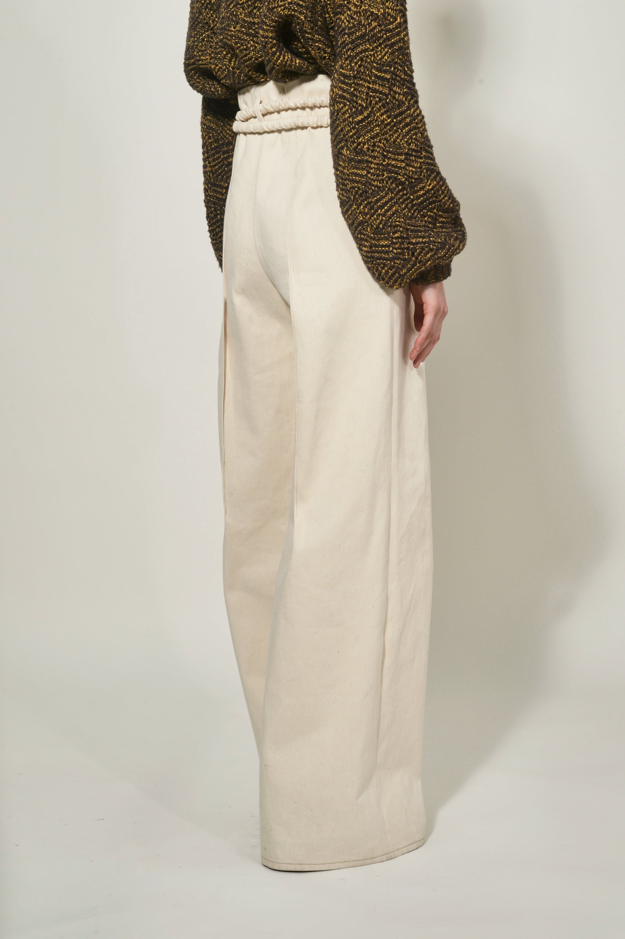 Pantalon large en crêpe de laine - Cream