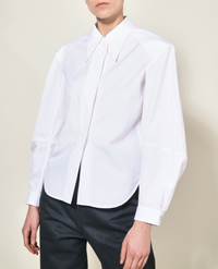 Chemise à manche coudée en crêpe de soie - Blanc