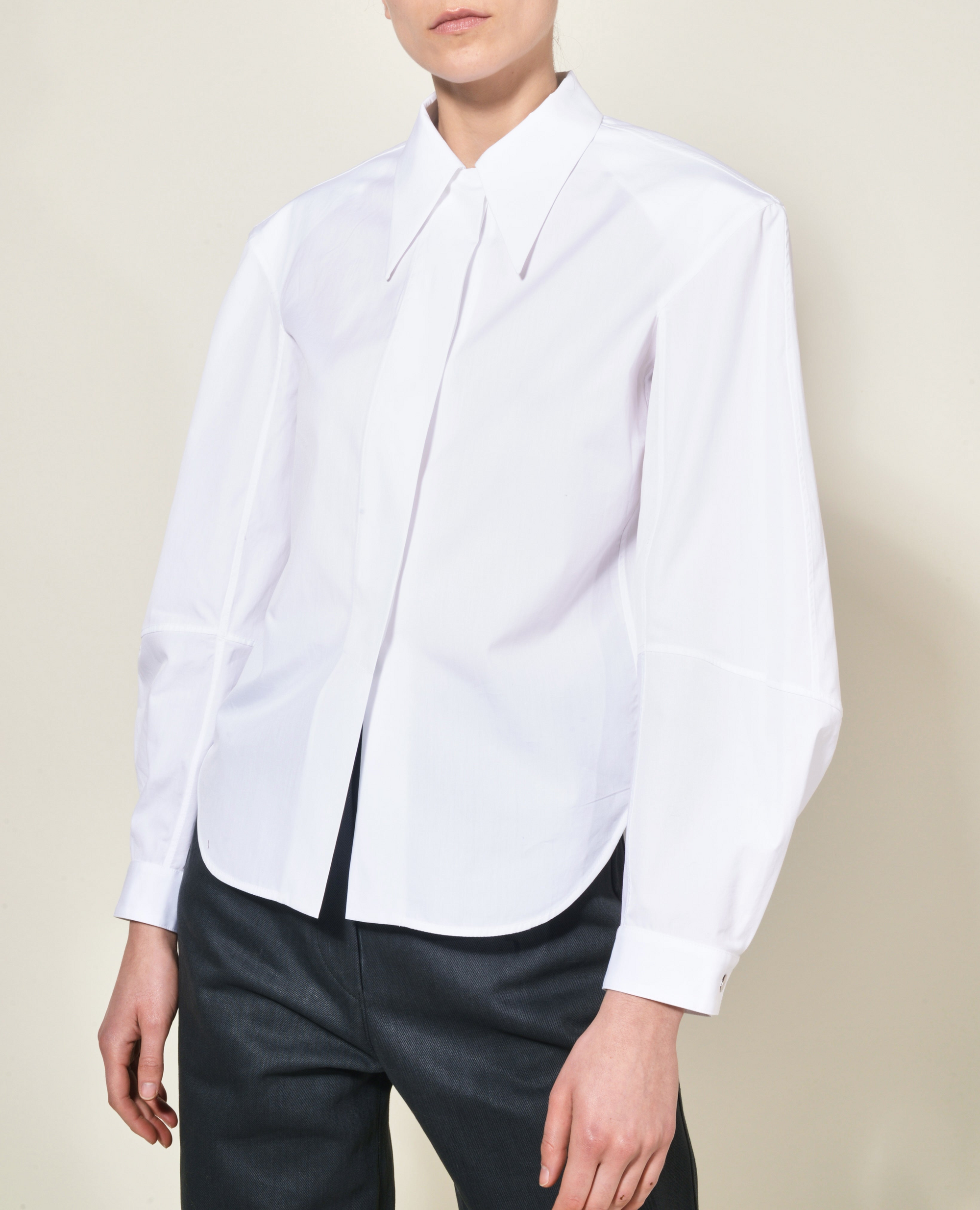 Chemise à manche coudée en crêpe de soie - Blanc