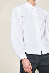 Chemise à manche coudée en crêpe de soie - Blanc