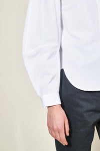Chemise à manche coudée en crêpe de soie - Blanc