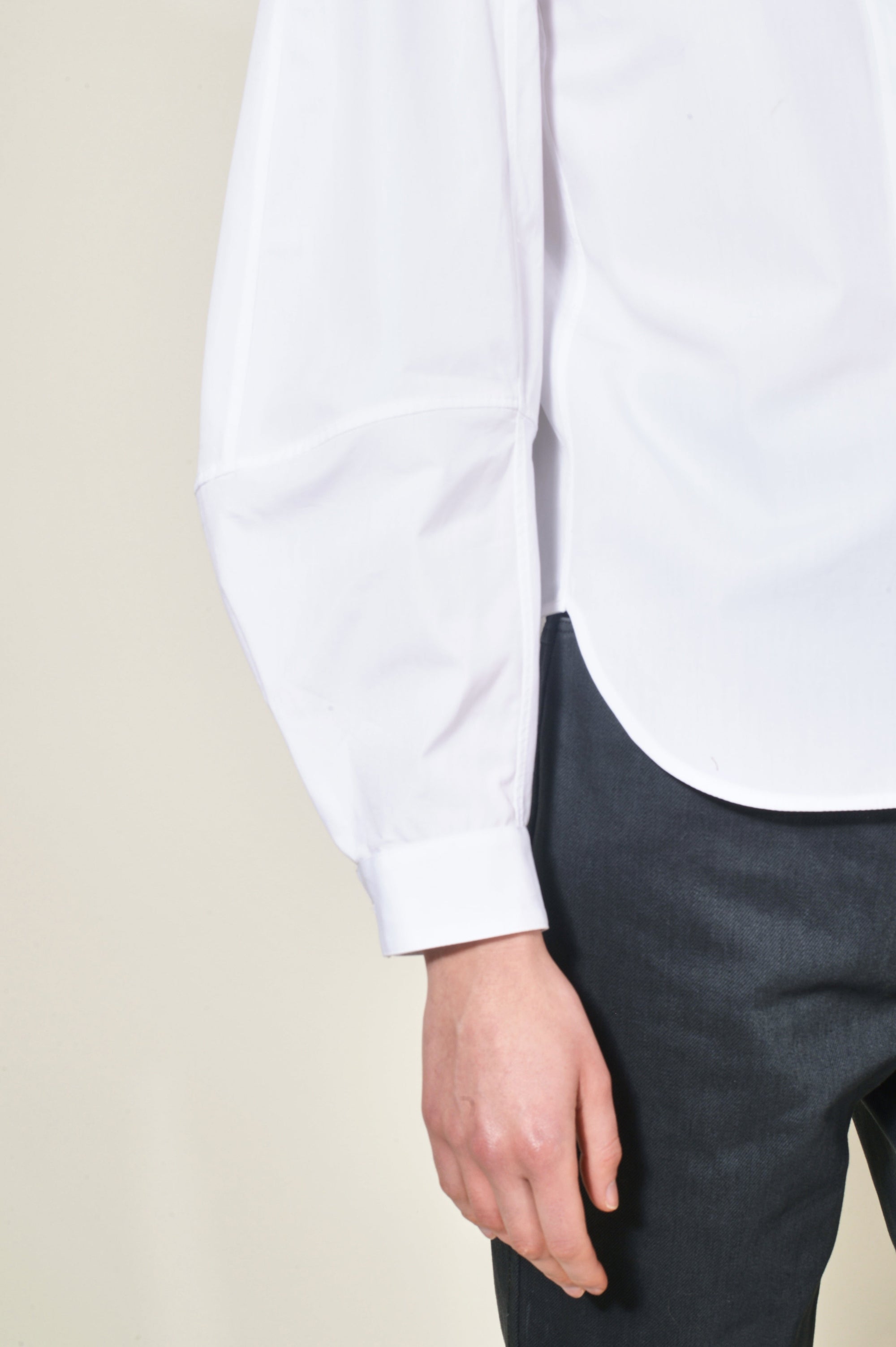 Chemise à manche coudée en crêpe de soie - Blanc