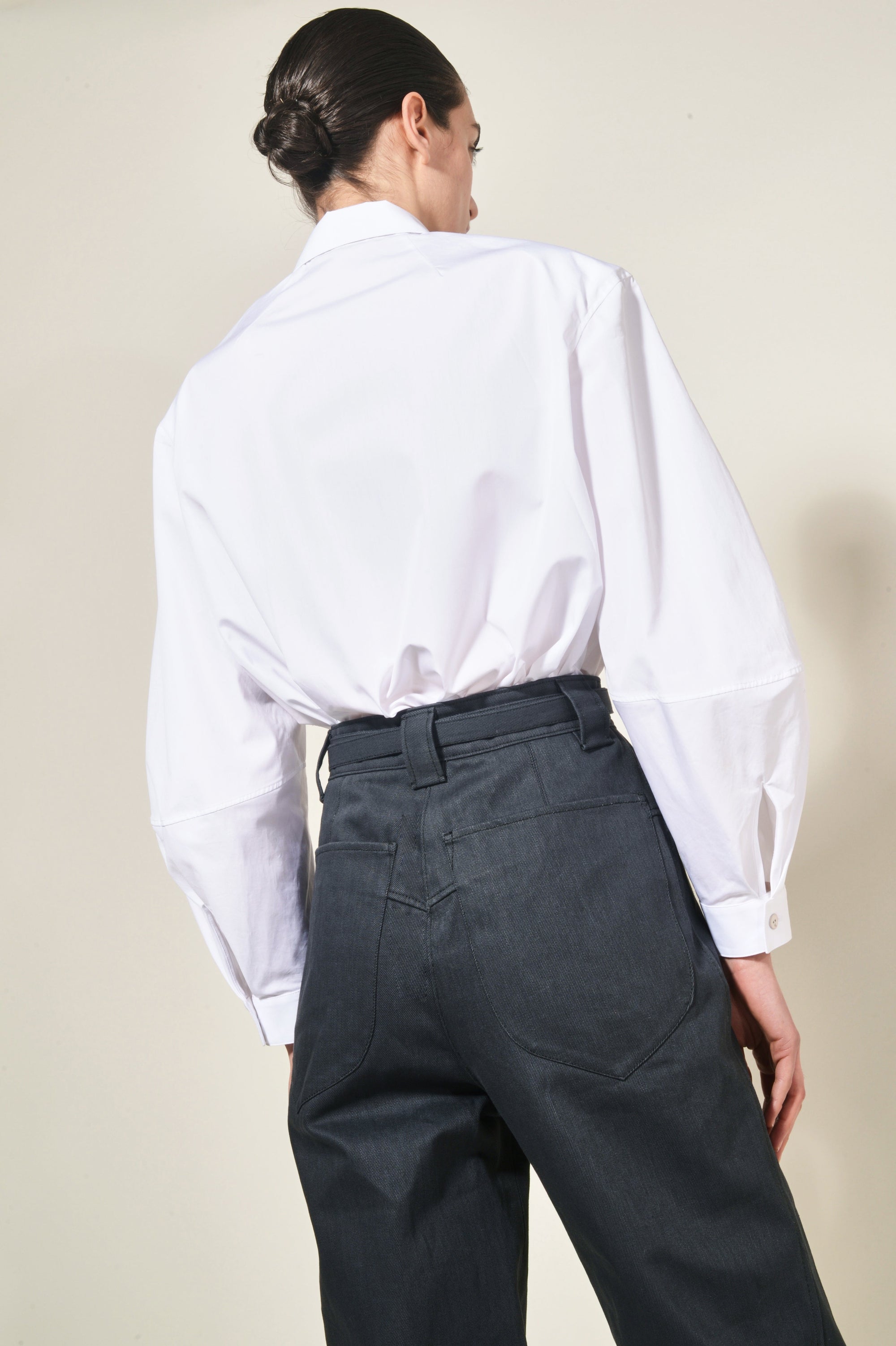 Chemise à manche coudée en crêpe de soie - Blanc