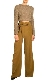 Top dos nu en macro-toile de laine - Beige