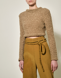 Top dos nu en macro-toile de laine - Beige