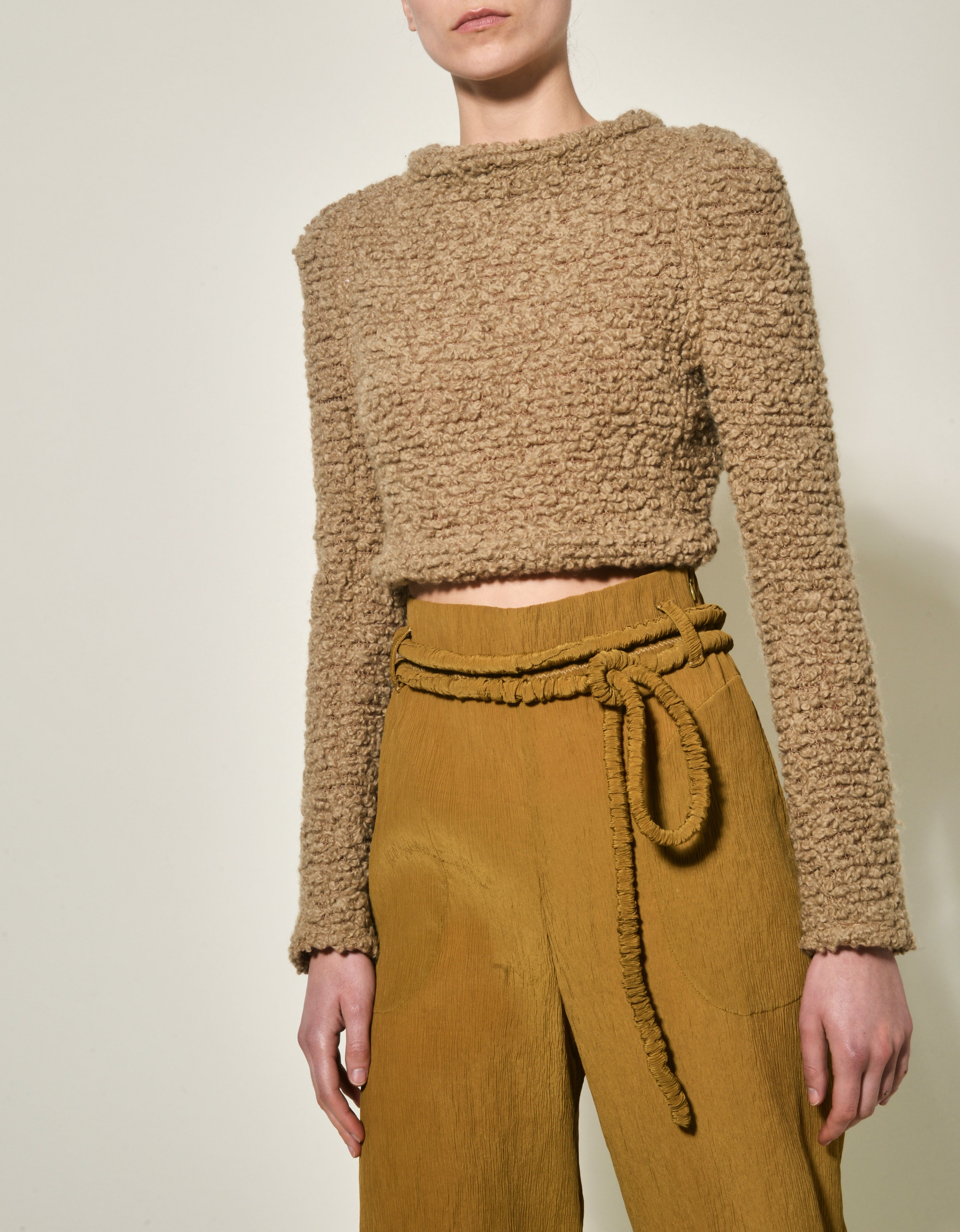 Top dos nu en macro-toile de laine - Beige