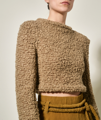 Top dos nu en macro-toile de laine - Beige