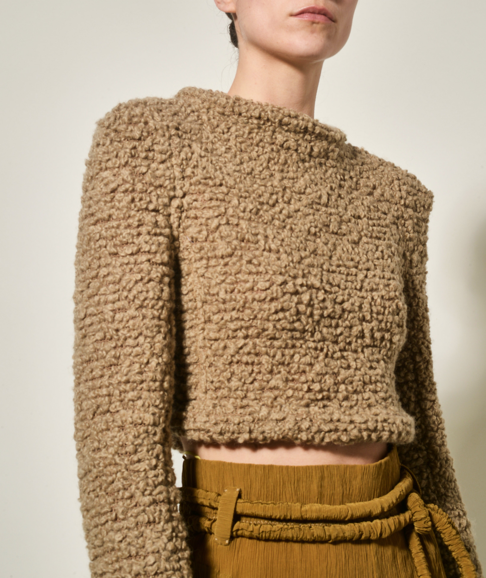 Top dos nu en macro-toile de laine - Beige