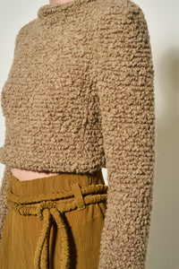 Top dos nu en macro-toile de laine - Beige