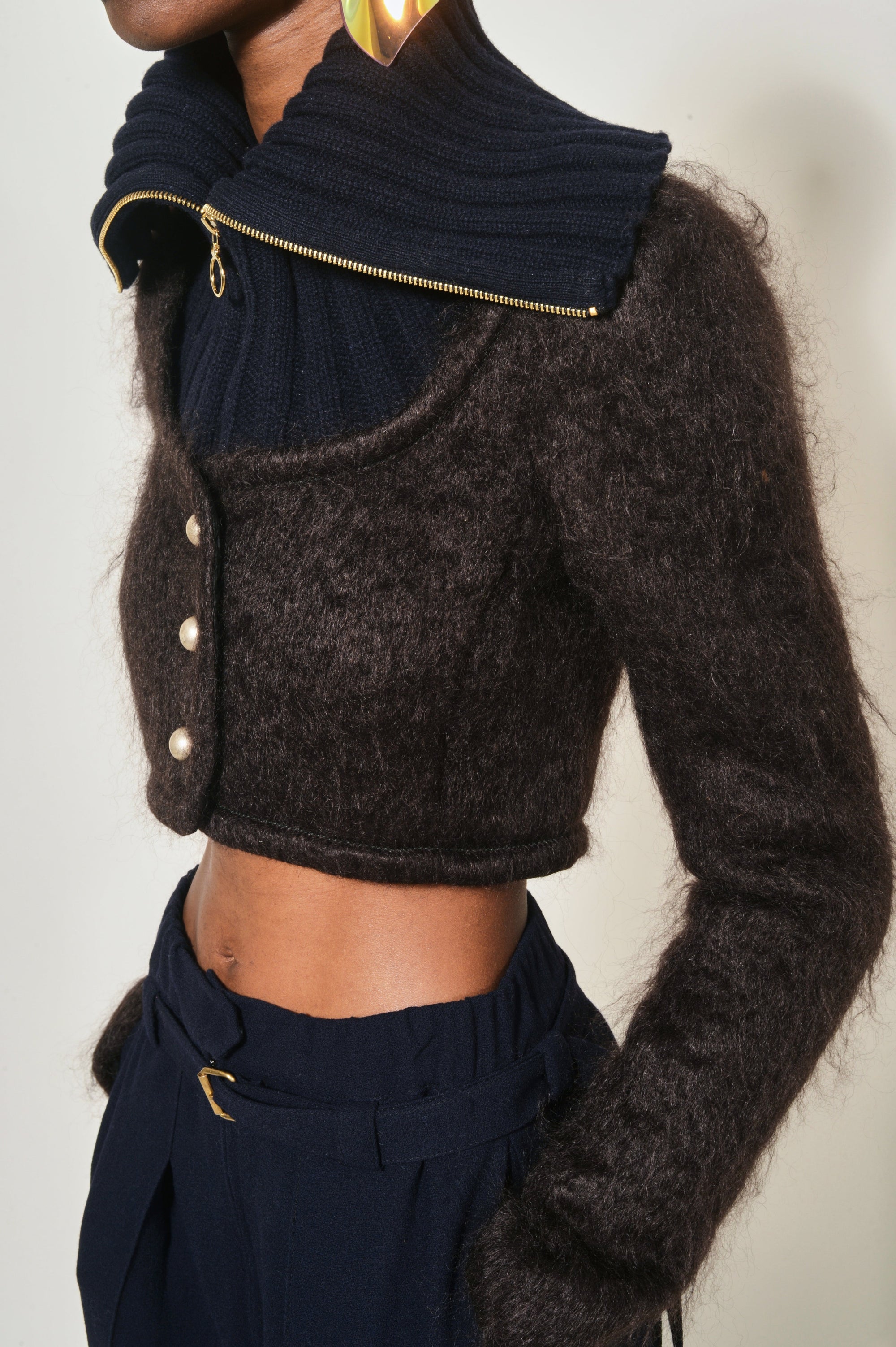 Boléro en fourrure de mohair - Choco