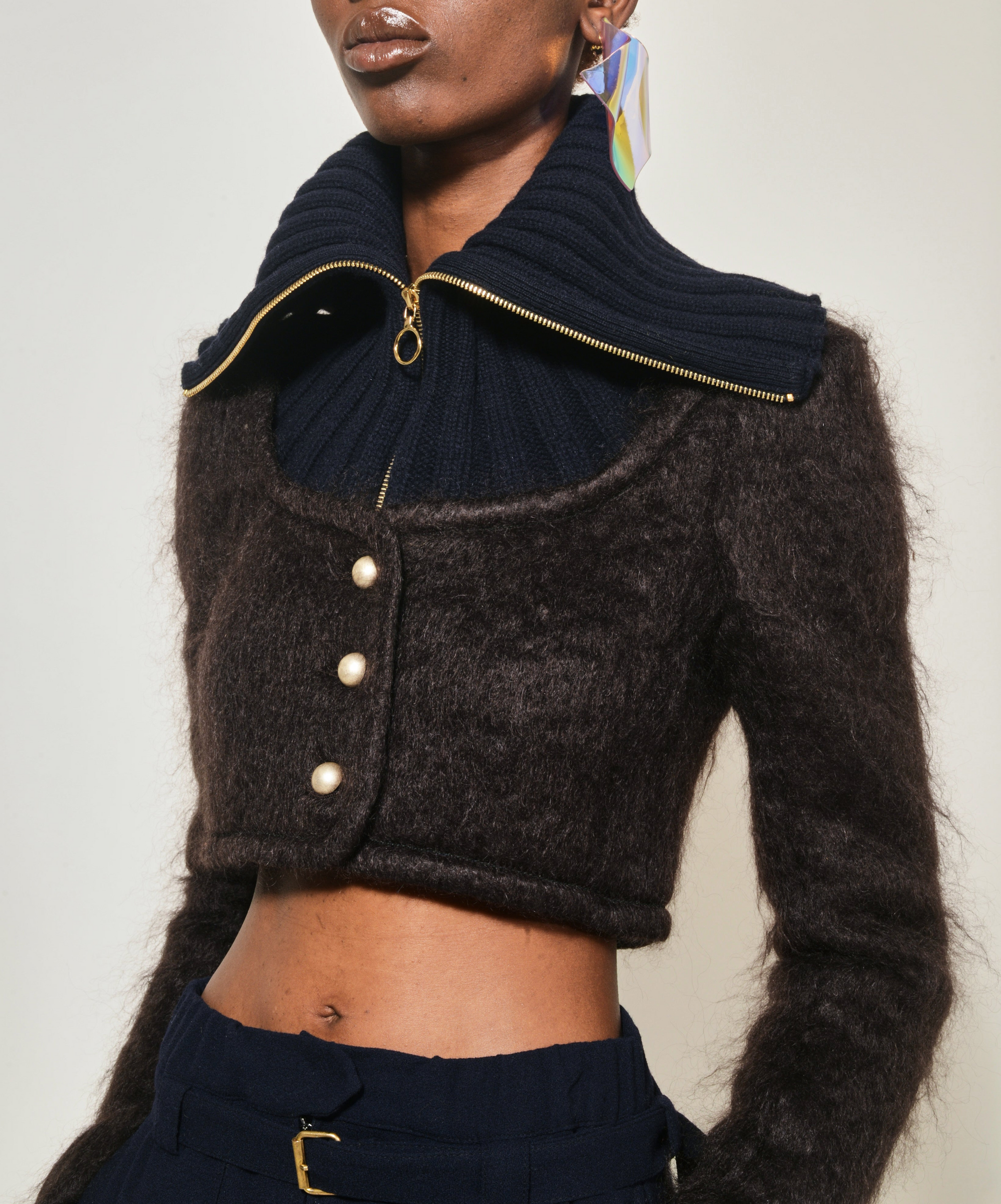 Boléro en fourrure de mohair - Choco