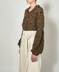 Pantalon large en crêpe de laine - Cream
