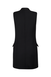 Robe tailleur sans manches en laine - Noir