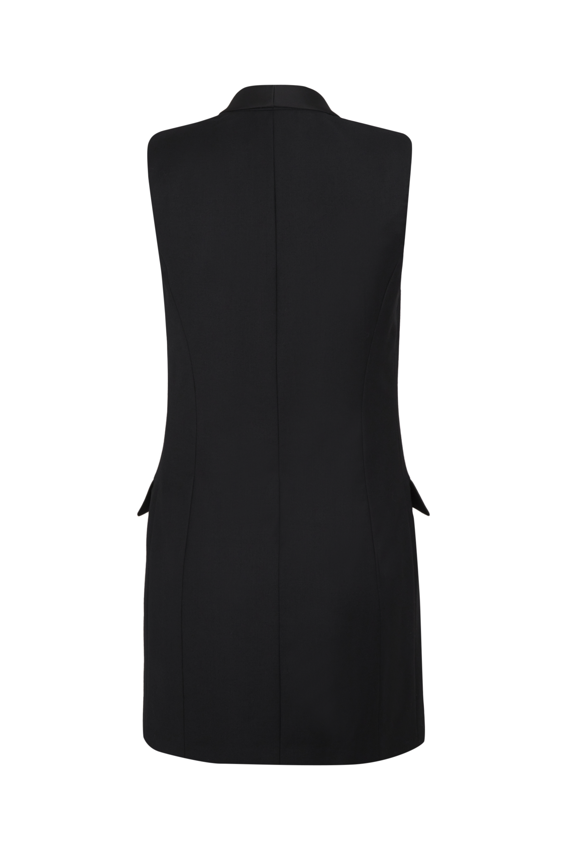 Robe tailleur sans manches en laine - Noir