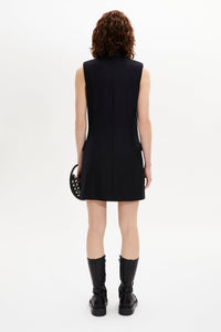 Robe tailleur sans manches en laine - Noir