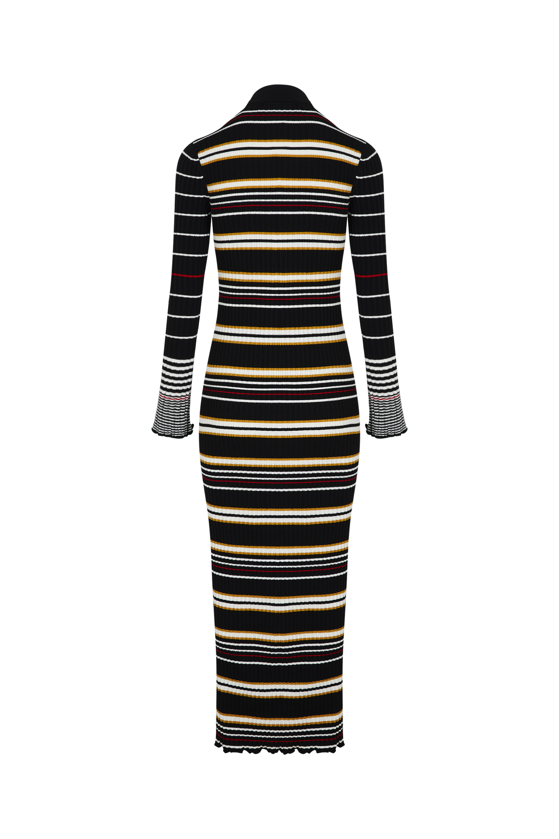 Robe longue manches longues en laine - Noir & Écru