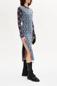 Robe robe longue manches longues - Bleu
