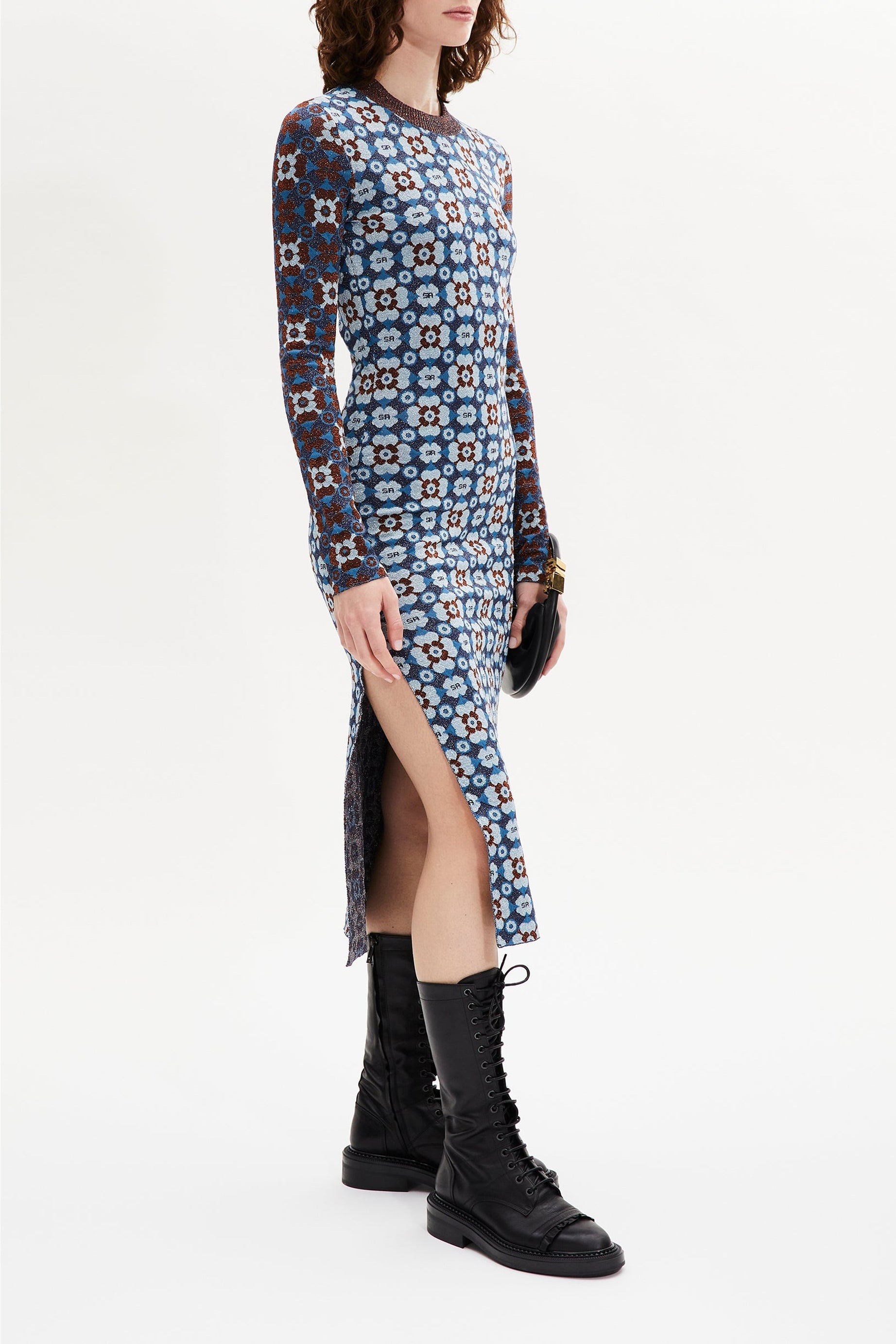 Robe robe longue manches longues - Bleu