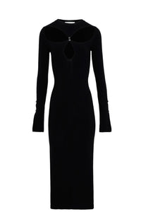 Robe cut out à agrafes strassées - Noir