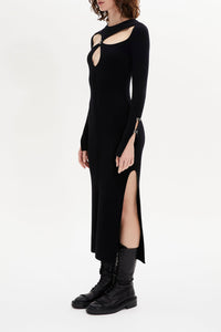 Robe cut out à agrafes strassées - Noir
