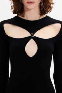 Robe cut out à agrafes strassées - Noir