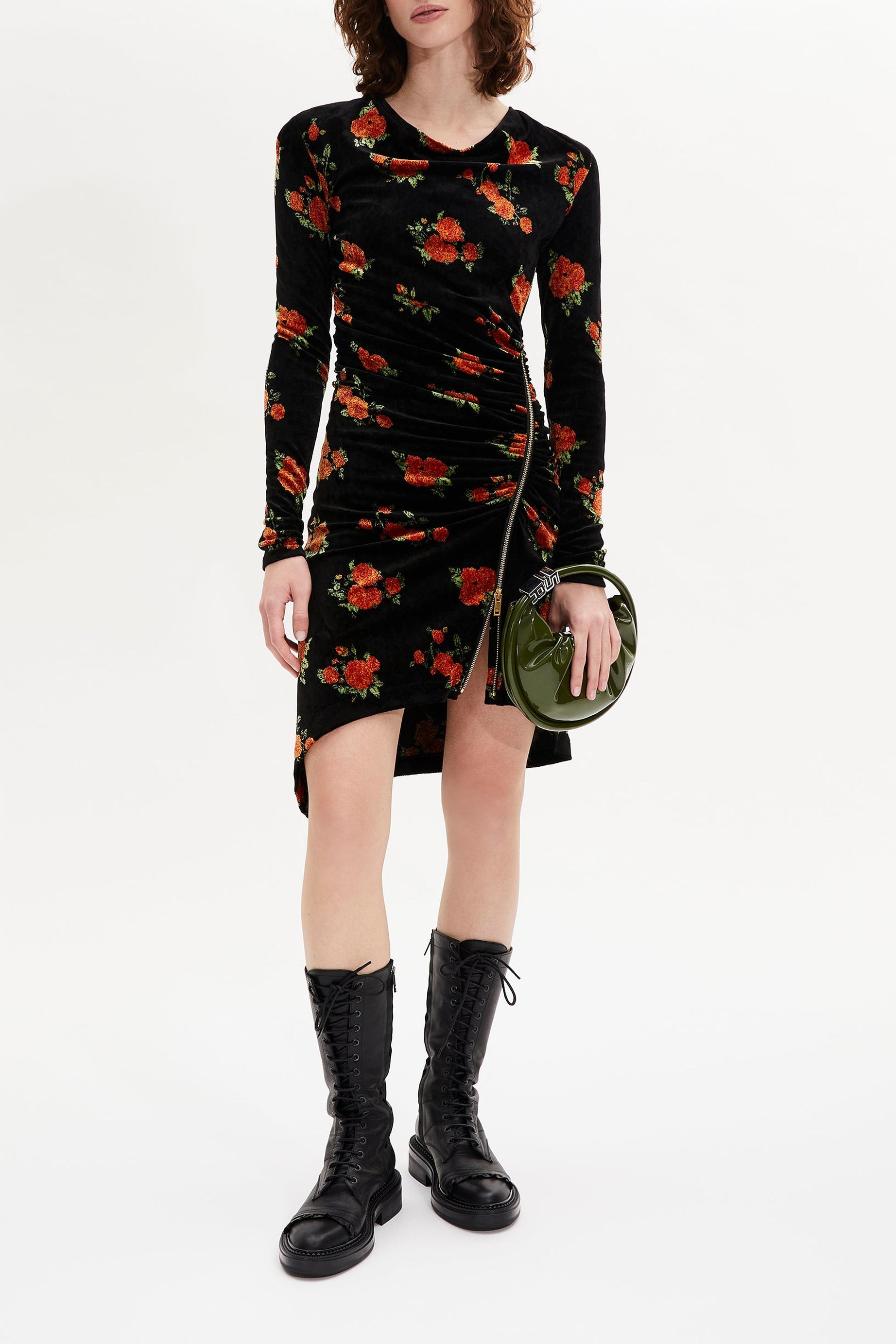 Robe courte asymétrique en jacquard de - Orange
